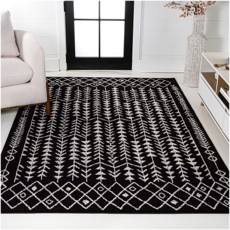 JONATHAN Y Lighting Moroccan Hype 7-3/4' x 10' Polypropylene Trellis Indoor Rectangular Area Rug Black / Cream