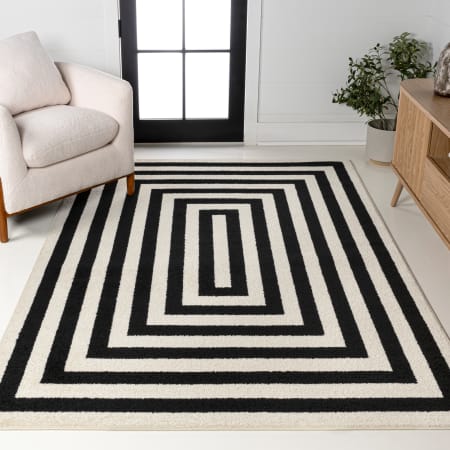 JONATHAN Y Lighting Moroccan Hype 3' x 5' Border and Geometric Indoor Rectangular Area Rug Black / Ivory