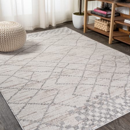 JONATHAN Y Lighting Moroccan HYPE 7-1/2' x 10-1/4' Polypropylene Moroccan & Tribal Indoor Area Rug Light Gray