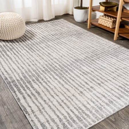 JONATHAN Y Lighting Moroccan HYPE 4' x 6' Polypropylene Striped Indoor Area Rug Beige / Dark Gray