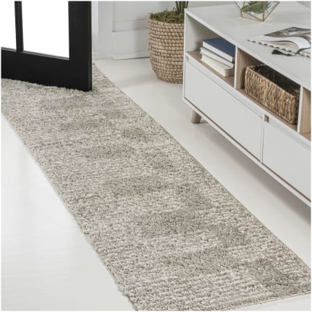 JONATHAN Y Lighting Moroccan Hype 2' x 10' Polypropylene Striped Indoor Runner Area Rug Gray / Ivory