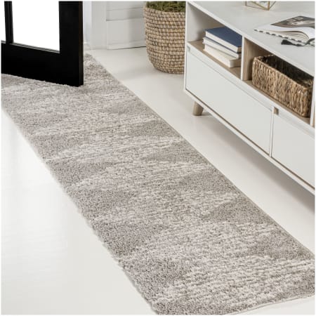JONATHAN Y Lighting Moroccan Hype 2' x 8' Polypropylene Striped Indoor Runner Area Rug Gray / Ivory