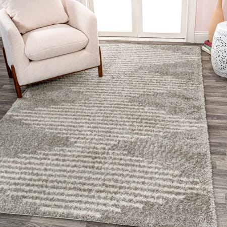 JONATHAN Y Lighting Moroccan Hype 7-3/4' x 10' Shag Polypropylene Abstract, Moroccan & Tribal, and Striped Indoor Rectangular Area Rug Gray / Ivory