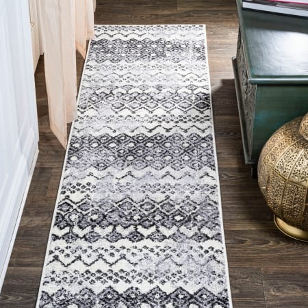 JONATHAN Y Lighting Moroccan Hype 2' x 10' Polypropylene Transitional Rectangle Area Rug Ivory / Black