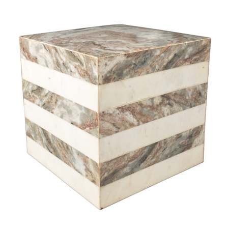 JONATHAN Y Lighting Felix 15" Square Marble Table Beige / White / Gray