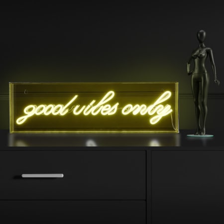 JONATHAN Y Lighting Good Vibes Only 6" Tall LED Accent Specialty Lamp Yellow