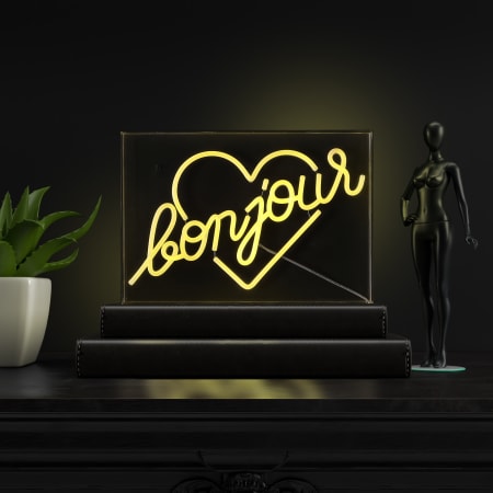 JONATHAN Y Lighting Bonjour Heart 11" Tall LED Accent Specialty Lamp Yellow