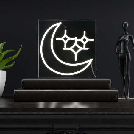 JONATHAN Y Lighting Starry Crescent 10" Tall LED Accent Specialty Lamp White