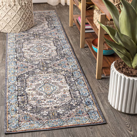 JONATHAN Y Lighting Restored Vintage 2-1/4' x 8' Polyester Vintage Traditional Runner Charcoal Gray / Ivory