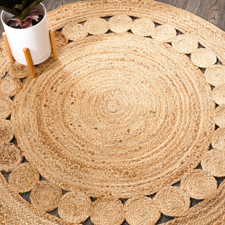 JONATHAN Y Lighting Ansa Collection 8' x 8' Jute Border, Geometric, and Solid Indoor Area Rug Natural