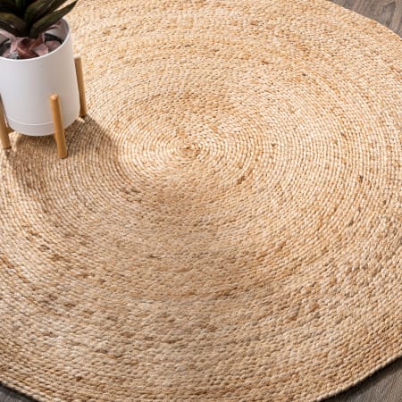 JONATHAN Y Lighting Ansa Collection 6' x 6' Jute Border, Geometric, and Solid Indoor Area Rug Natural