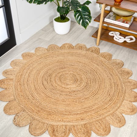 JONATHAN Y Lighting Ansa Collection 5' x 5' Jute Power Loomed Abstract, Solid Indoor Area Rug Natural