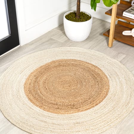 JONATHAN Y Lighting Ansa Collection 5' x 5' Jute Power Loomed Abstract, Traditional Indoor Area Rug Cream / Natural