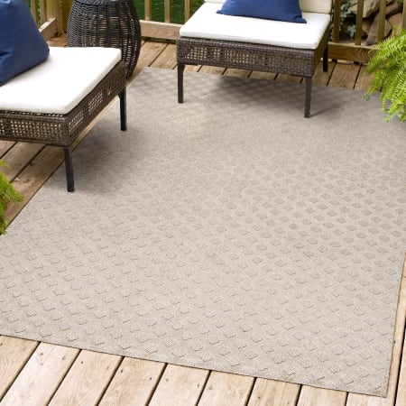 JONATHAN Y Lighting South Beach 4' x 6' Polypropylene Moroccan & Tribal and Trellis Indoor/Outdoor Area Rug Beige