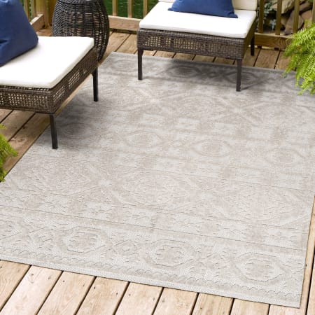 JONATHAN Y Lighting South Beach 5' x 8' Polypropylene Geometric and Moroccan & Tribal Indoor/Outdoor Area Rug Beige