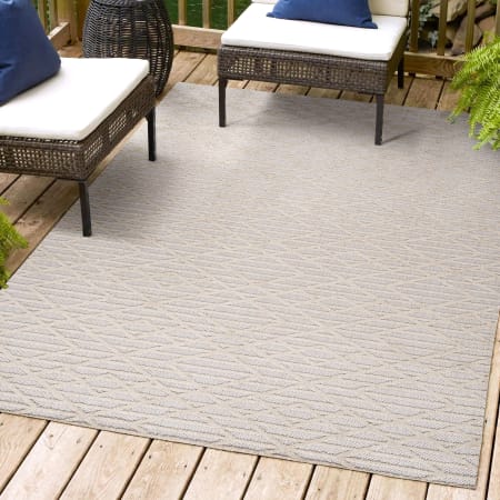 JONATHAN Y Lighting South Beach 4' x 6' Polypropylene Moroccan & Tribal and Trellis Indoor/Outdoor Area Rug Beige