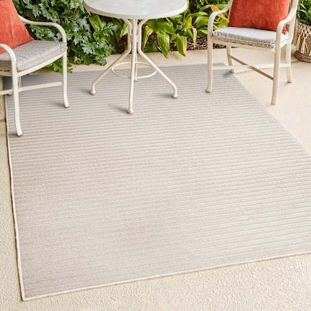JONATHAN Y Lighting Scandinavian 5-1/4' x 7-1/2' Polypropylene Striped Indoor/Outdoor Rectangular Area Rug Ivory / Cream