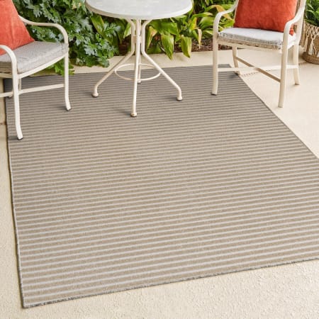 JONATHAN Y Lighting Scandinavian 7-3/4' x 10' Polypropylene Striped Indoor/Outdoor Rectangular Area Rug Beige / Cream