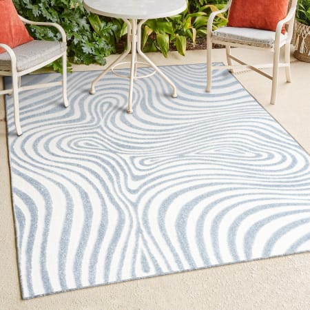JONATHAN Y Lighting Scandinavian 3' x 5' Striped Indoor/Outdoor Rectangular Area Rug Light Blue / Ivory