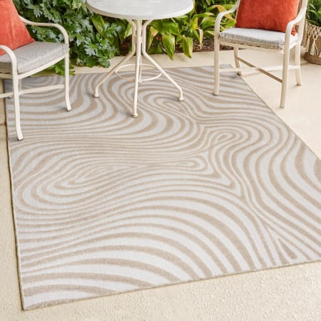 JONATHAN Y Lighting Scandinavian 5-1/4' x 7-1/2' Striped Indoor/Outdoor Rectangular Area Rug Beige / Cream