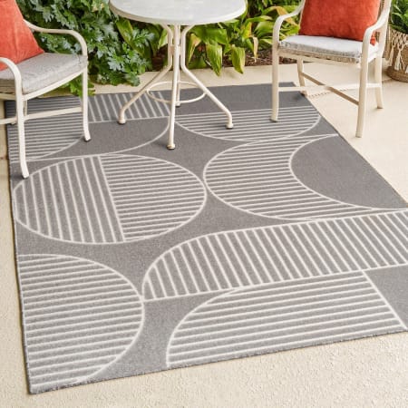 JONATHAN Y Lighting Scandinavian 3' x 5' Striped and Geometric Indoor/Outdoor Rectangular Area Rug with High-Low Design Gray / Cream