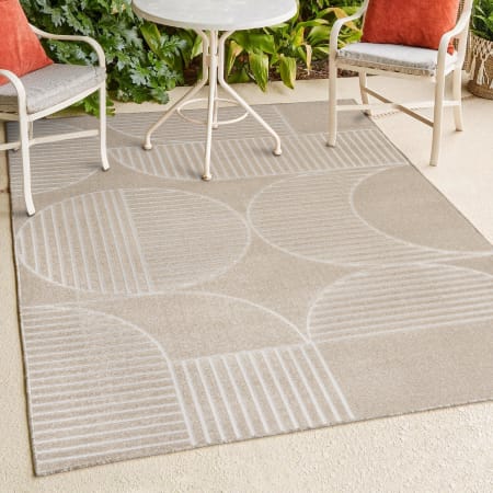 JONATHAN Y Lighting Scandinavian 4' x 6' Striped and Geometric Indoor/Outdoor Rectangular Area Rug with High-Low Design Beige / Cream