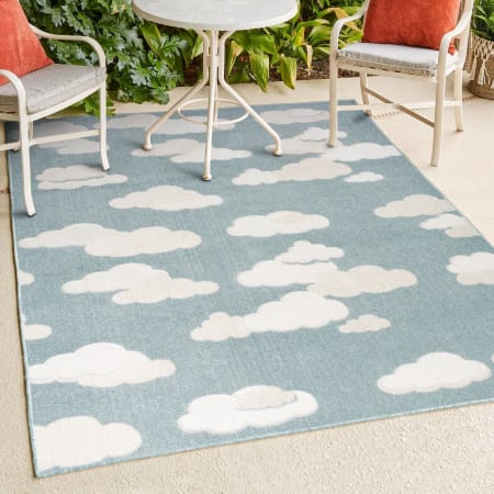 JONATHAN Y Lighting Scandinavian 3' x 5' Polypropylene Indoor/Outdoor Rectangular Area Rug Blue / Ivory