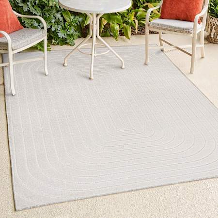 JONATHAN Y Lighting Scandinavian 5-1/4' x 7-1/2' Geometric and Solid Indoor/Outdoor Rectangular Area Rug Ivory