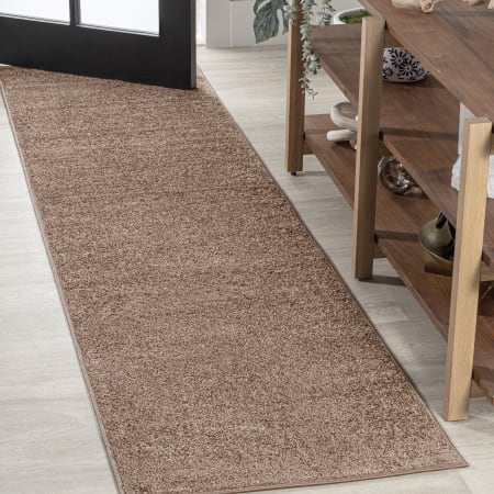 JONATHAN Y Lighting Supersoft 2' x 14' Polypropylene Solid Indoor Runner Brown