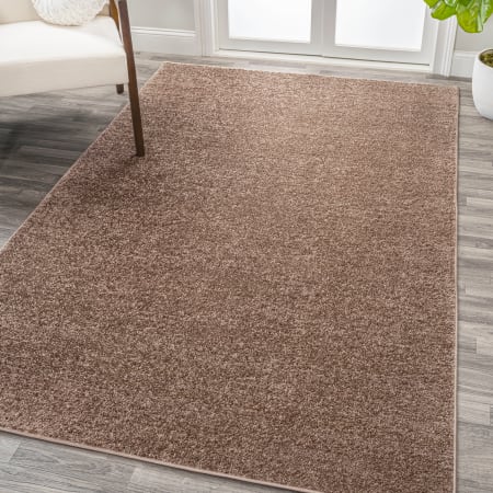 JONATHAN Y Lighting Supersoft 8-3/4' x 12' Polypropylene Solid Indoor Rectangular Area Rug Brown