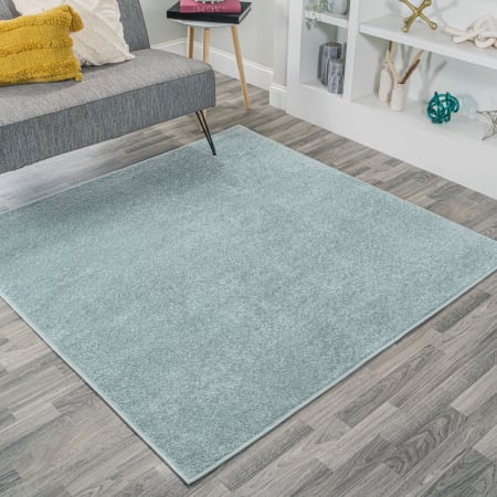 JONATHAN Y Lighting Supersoft 9' x 9' Polypropylene Solid Indoor Square Area Rug Light Blue