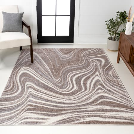 JONATHAN Y Lighting Supersoft 3' x 5' Abstract and Transitional Indoor Rectangular Area Rug Brown / Cream
