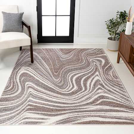JONATHAN Y Lighting Supersoft 7-3/4' x 10' Abstract and Transitional Indoor Rectangular Area Rug Brown / Cream
