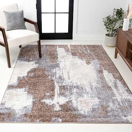 JONATHAN Y Lighting Supersoft 3' x 5' Abstract and Bohemian Indoor Rectangular Area Rug Brown / Cream