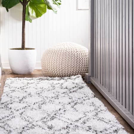 JONATHAN Y Lighting London Shag 2-1/4' x 8' Shag Polypropylene Moroccan & Tribal and Trellis Indoor Runner Beige / Dark Gray