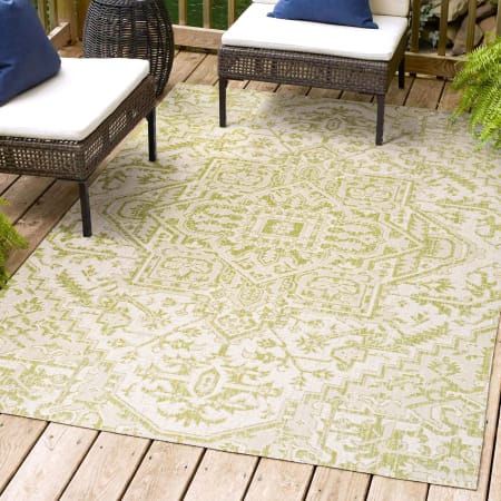 JONATHAN Y Lighting 9' x 12' Polypropylene Bohemian Indoor/Outdoor Rectangular Area Rug Cream / Green