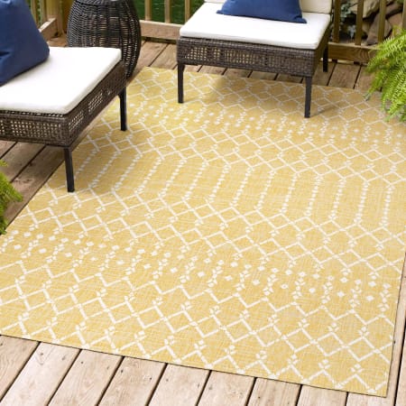 JONATHAN Y Lighting 8' x 10' Polypropylene Moroccan Indoor/Outdoor Rectangular Area Rug Yellow / Cream