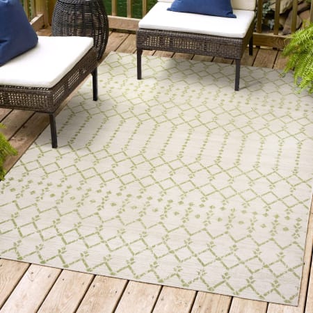 JONATHAN Y Lighting 9' x 12' Polypropylene Moroccan Indoor/Outdoor Rectangular Area Rug Cream / Green