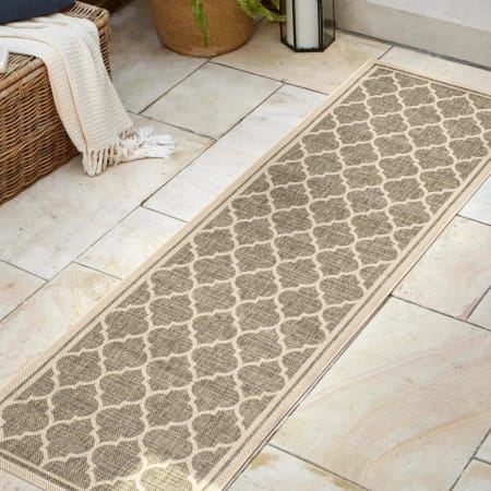 JONATHAN Y Lighting Santa Monica 2-1/4' x 8' Polypropylene Moroccan & Tribal Indoor/Outdoor Runner Brown / Beige