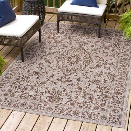 JONATHAN Y Lighting Santa Monica 3' x 5' Polypropylene Traditional and Vintage Indoor/Outdoor Area Rug Brown / Beige