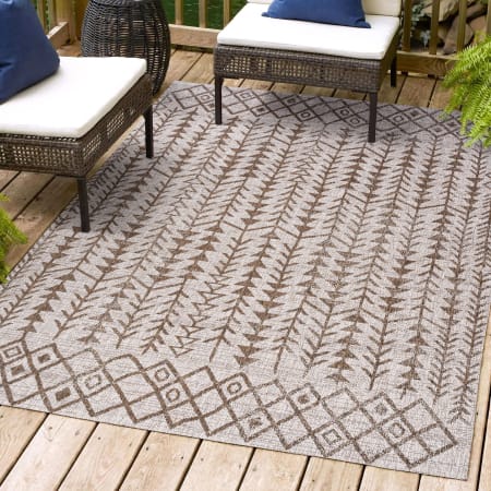 JONATHAN Y Lighting Santa Monica 4' x 6' Polypropylene Moroccan & Tribal and Trellis Indoor/Outdoor Area Rug Beige / Brown
