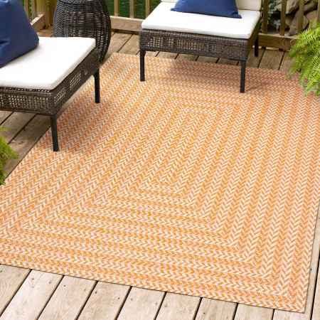 JONATHAN Y Lighting 3' x 5' Polypropylene Chevron Indoor/Outdoor Rectangular Area Rug Orange / Cream