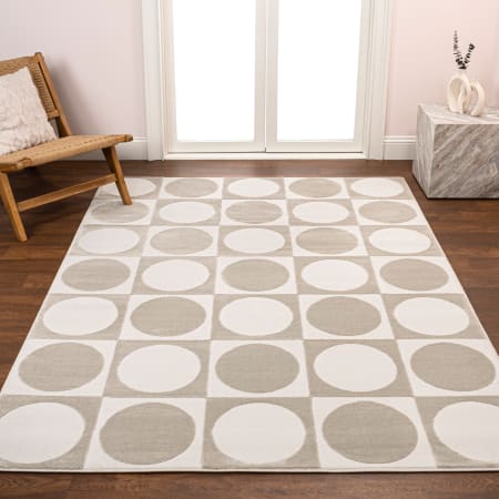 JONATHAN Y Lighting Sandstone 3' x 5' Polyester Geometric and Trellis Indoor Rectangular Area Rug Beige / Cream