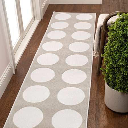 JONATHAN Y Lighting Sandstone 2' x 8' Polyester Geometric and Trellis Indoor Runner Beige / Cream