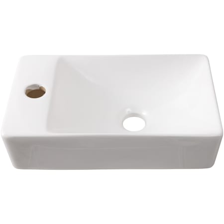 JONATHAN Y Lighting Felix 15" Rectangular Ceramic Wall Mounted Bathroom Sink with Single Faucet Hole on Left White