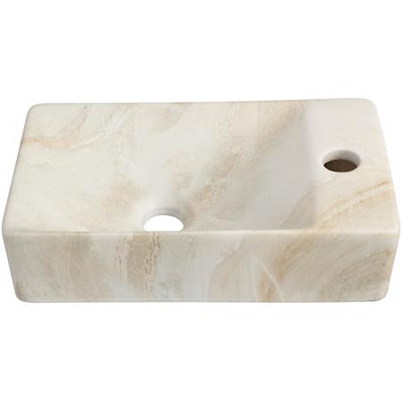 JONATHAN Y Lighting Felix 15" Rectangular Ceramic Wall Mounted Bathroom Sink with Single Faucet Hole Beige Marble