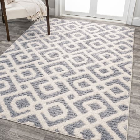 JONATHAN Y Lighting Santa Theresa 3' x 5' Shag Polypropylene Trellis Indoor Rectangular Area Rug Cream / Gray