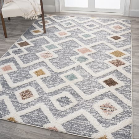 JONATHAN Y Lighting Santa Theresa 4' x 6' Shag Polypropylene Trellis Indoor Rectangular Area Rug Multi / Gray