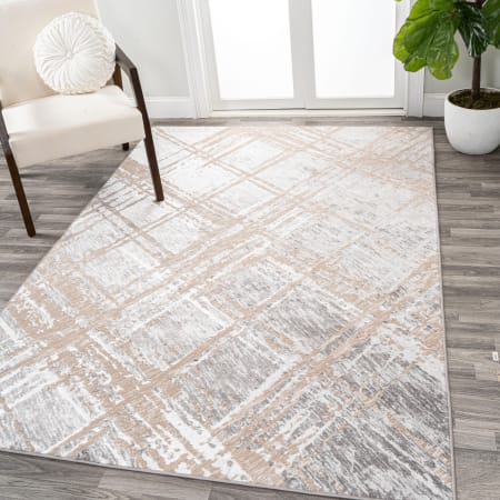 JONATHAN Y Lighting Silk Orchid 5' x 8' Polypropylene Trellis Indoor Area Rug Beige / Gray
