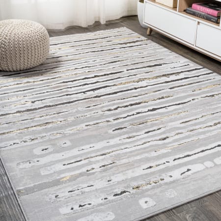 JONATHAN Y Lighting Silk Orchid 5' x 8' Polypropylene Solid and Striped Indoor Area Rug Gray / Black